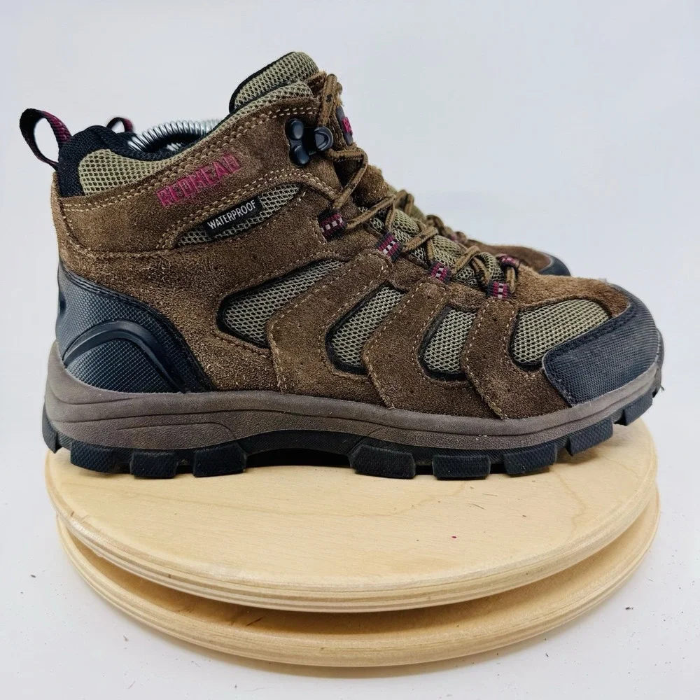 RedHead Zipline Waterproof Hiking Boots boys 6 Brown Mid Hiking Trail Shoes